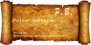 Poller Bertalan névjegykártya